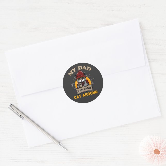 Cool cat dad classic round sticker (Envelope)