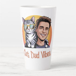 Cool Cat Dad Vibes T-Shirt Retro Style Funny Kitte Latte Mug
