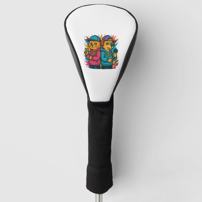 Cool Cat & Dog Rap Duo Golf Head Cover (Front)