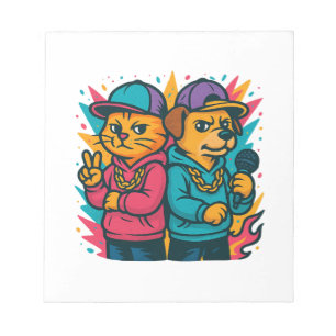 Cool Cat & Dog Rap Duo Notepad