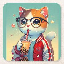 Cool Cat drinking boba 