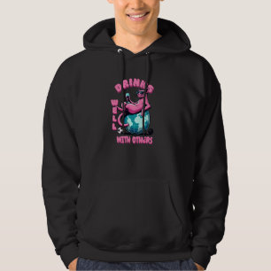 Cool Cat Drinks Well with Others Funny Hoodie