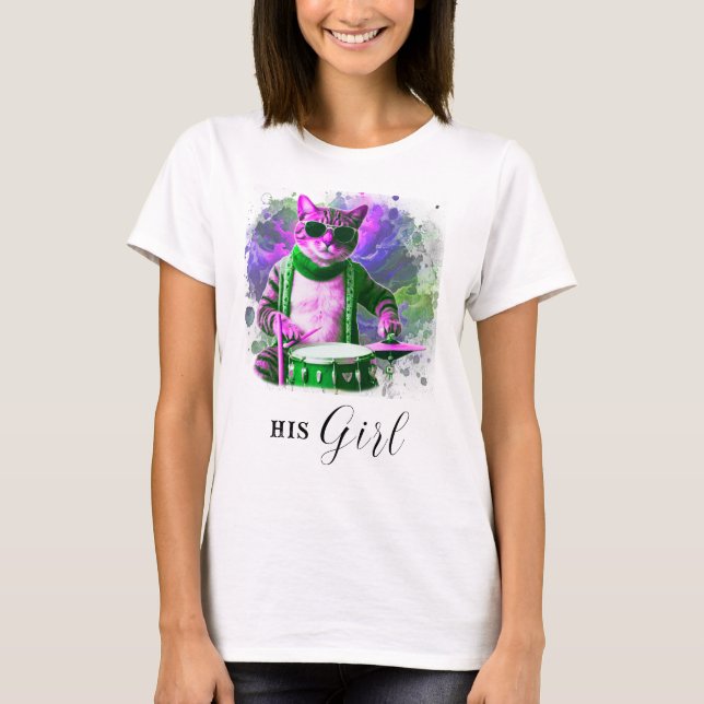 *~* Cool Cat DRUMMER AP91 Girl friend T-Shirt (Front)
