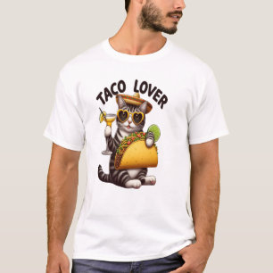 Cool Cat Enjoying Taco Tuesday T-Shirt