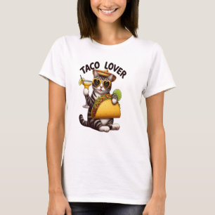 Cool Cat Enjoying Taco Tuesday T-Shirt