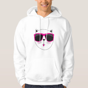 Cool Cat Face with Pink Sunglasses Cute Kitty  Hoodie