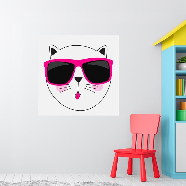 Cool Cat Face with Pink Sunglasses Cute Kitty  Poster (Creator Uploaded)