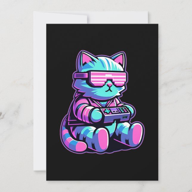 Cool Cat Gamer Invitation (Front)