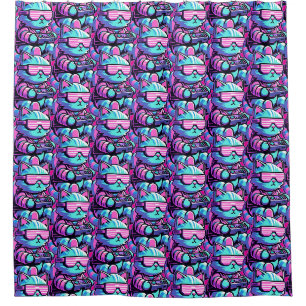 Cool Cat Gamer Shower Curtain