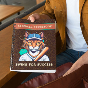 Cool Cat Gifts for Baseball Players Lovers Coaches Notebook