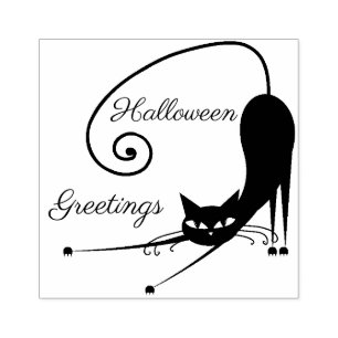 Cool Cat ! Halloween Greetings Rubber Stamp