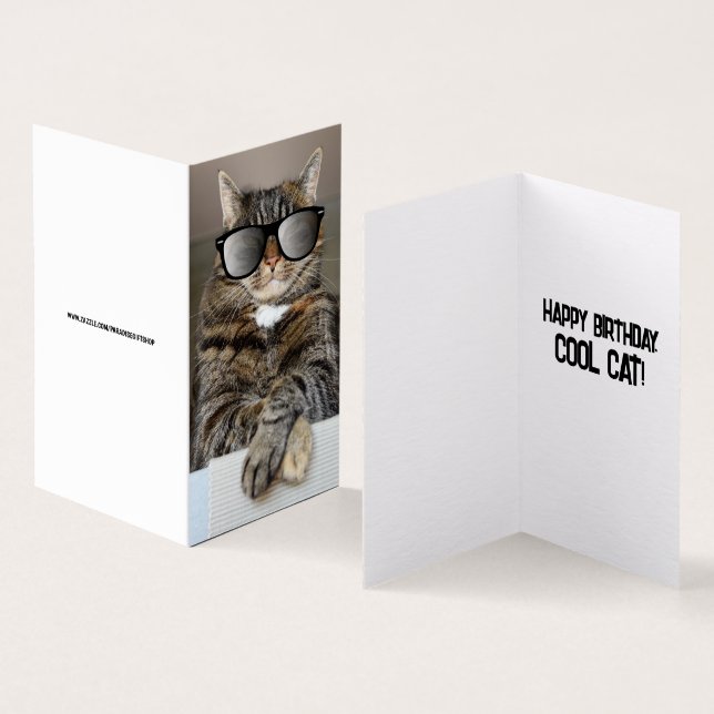 COOL CAT HAPPY BIRTHDAY SUNGLASSES GREETING CARDS (Inside and Outside)