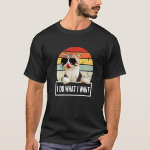 Cool Cat I Do What I Want Cat Vintage Retro T-Shirt