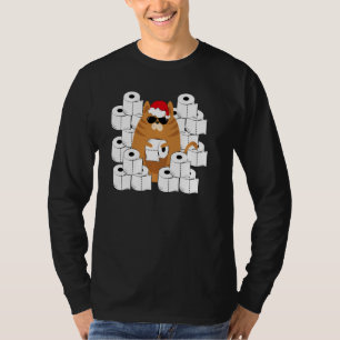 Cool Cat In Santa S Hat With Toilet Papers Graphic T-Shirt