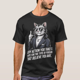 Cool Cat in Suit Motivational Quote Shirt Funny