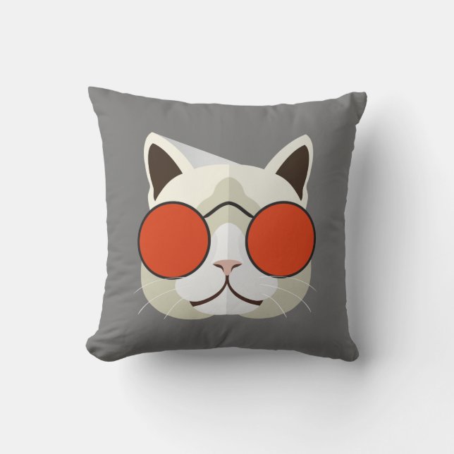Cool Cat in Sunglasses Cushion (Front)