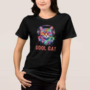 Cool Cat in Sunglasses Tri-Blend Shirt