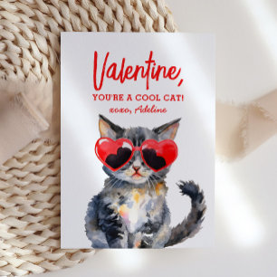Cool Cat Kitten Kids Valentines Day Card