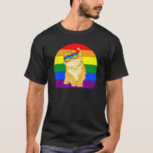 Cool Cat Lgbt Gay Rainbow Pride Flag Boys Men Girl T-Shirt