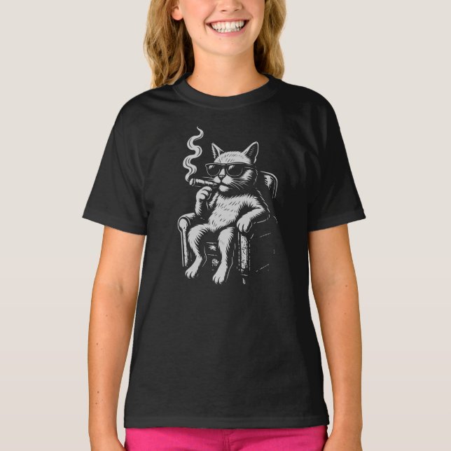 Cool Cat Lounger with Cigar T-Shirt (Front)
