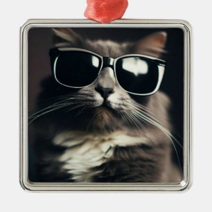 Cool Cat Metal Tree Decoration