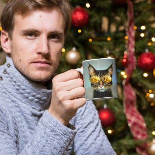 Cool cat monogrammed personalised cats gift coffee mug