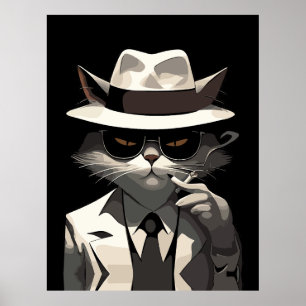 Cool Cat Noir: Suave and Mysterious Feline Poster