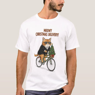 Cool cat on a Bicycle – Funny Christmas Day Gift T-Shirt