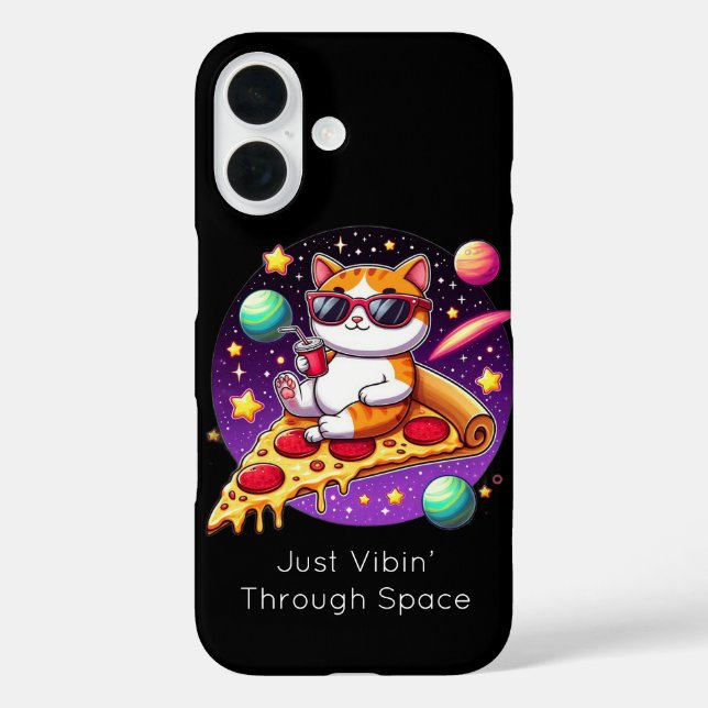 Cool Cat on Pizza in Space  Case-Mate iPhone Case (Back)