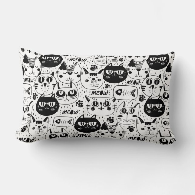 Cool Cat Pattern Lumbar Cushion (Front)