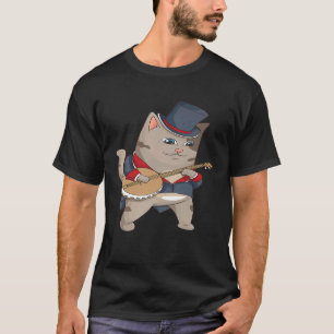 Cool Cat Playing Banjo Kitten Instrument Player 1 T-Shirt
