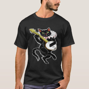 Cool Cat Playing Banjo Kitten Instrument Player T-Shirt