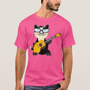 Cool Cat Playing Guitar with Sunglasses T-Shirt66 T-Shirt