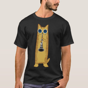 Cool Cat Playing The Clarinet Design Hippy Hipster T-Shirt