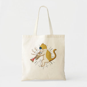 Cool Cat Playing The Clarinet Design Hippy Hipster Tote Bag