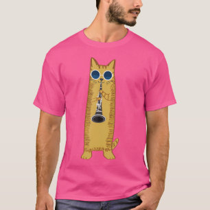 Cool Cat Playing The Clarinet Hippy Hipster Kitty T-Shirt