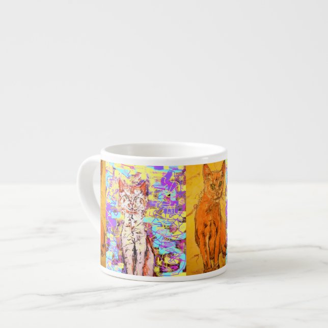 cool cat popart collage espresso cup (Front Left)
