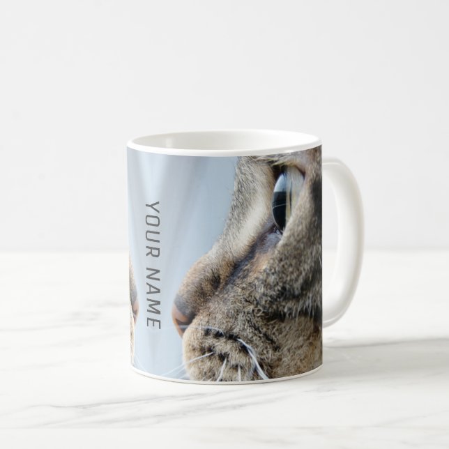 Cool Cat Profile Close-Up Photo Personalised Coffee Mug (Front Right)