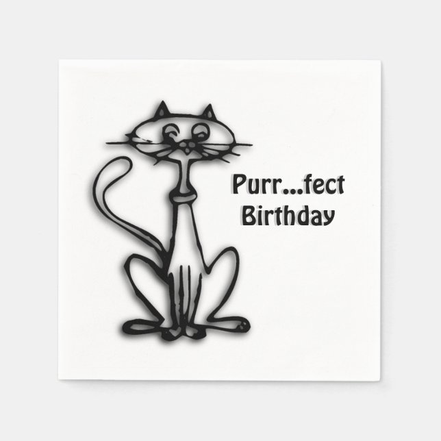Cool Cat Purr Fect Birthday Napkin (Front)