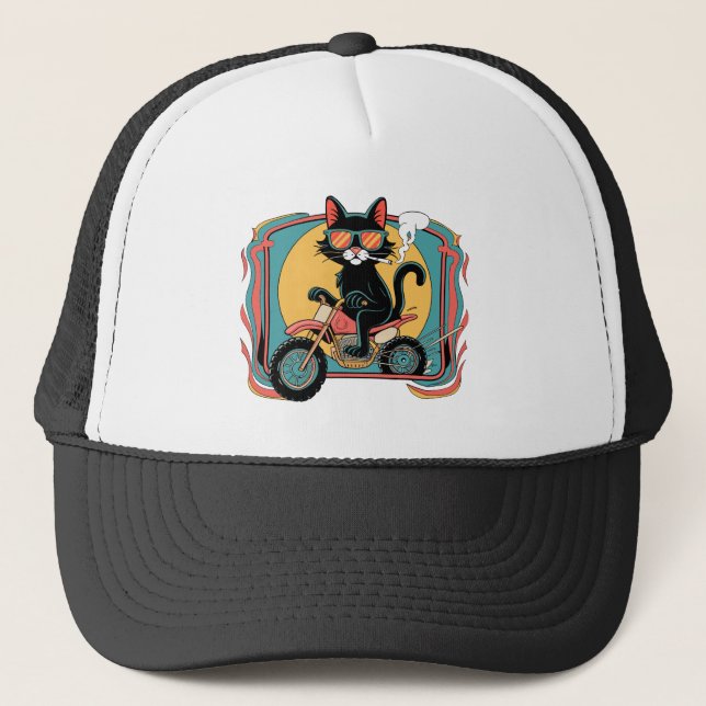 Cool Cat Rider Trucker Hat (Front)