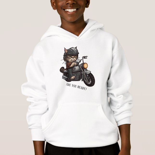 Cool Cat Riding Motorcycle Are you ready (Front)