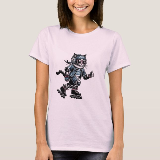 Cool cat roller skating T-Shirt (Front)