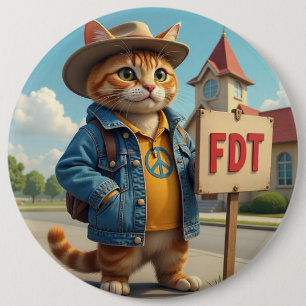 Cool Cat Says FDT Political 6 Cm Round Badge