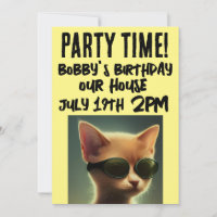 COOL CAT SCRIPT KIDS BIRTHDAY INVITATIONS