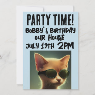 COOL CAT SCRIPT KIDS BIRTHDAY INVITATIONS