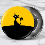Cool Cat Silhouette Whimsical Cartoon Custom<br><div class="desc">A whimsical silhouette of a black cat sitting at the top of a hill with a yellow background.</div>