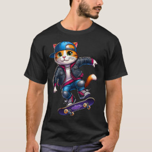 Cool Cat Skater Dude toon Cat Street Skateboarding T-Shirt