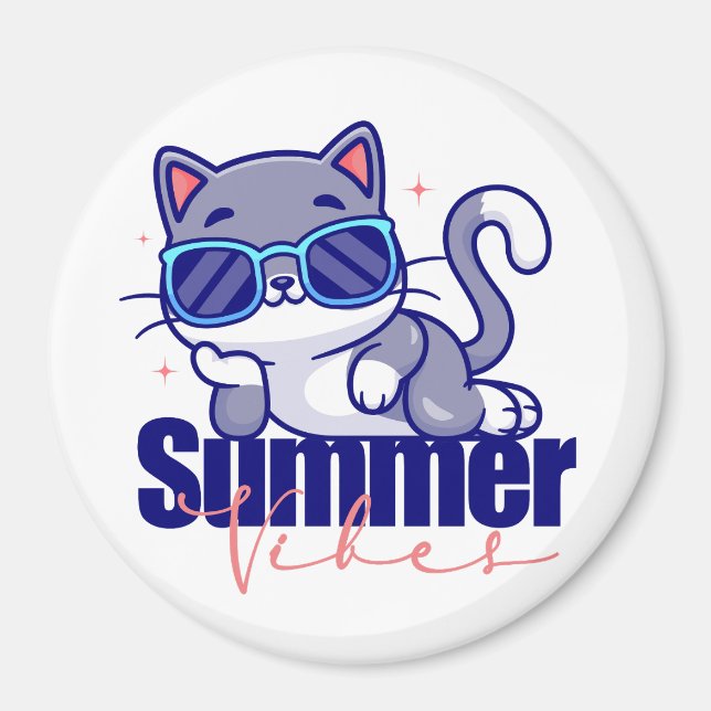 Cool Cat Summer Vibes Magnet (Front)