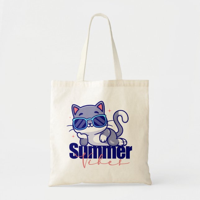 Cool Cat Summer Vibes Tote Bag (Front)