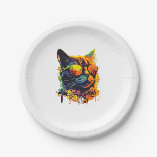 Cool Cat Sunglasses Kitty Hip cheerful Paper Plate